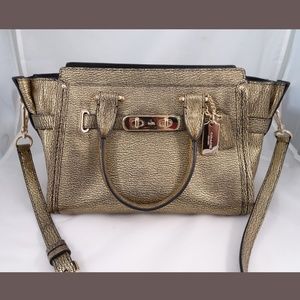 Coach Swagger 27 Metallic Gold Carryall Handbag
